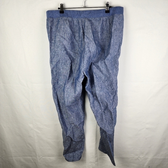 J. Jill Love Linen Chambray Blue Pull On 100% Linen Pants Size Medium Coastal - Picture 3 of 7